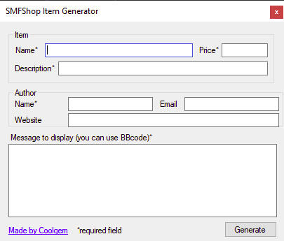 SMFShop Item Generator (2015)